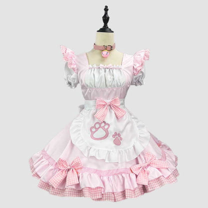 Sweet Maid Cat Paw Lolita Dress - Light Pink B / M