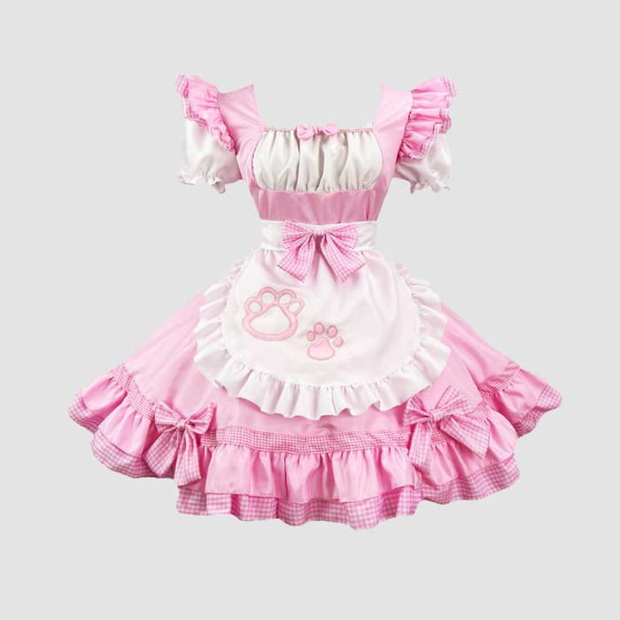 Sweet Maid Cat Paw Lolita Dress - Pink A / M