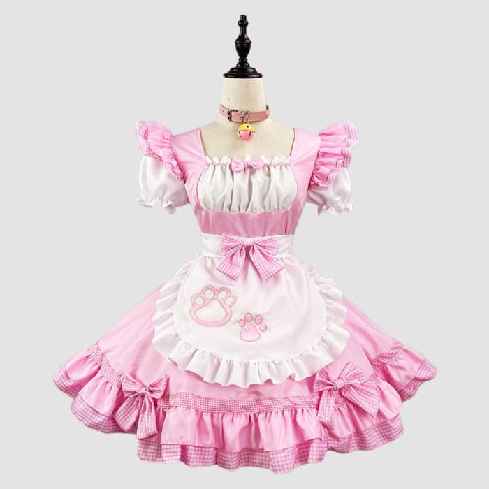 Sweet Maid Cat Paw Lolita Dress - Pink B / M