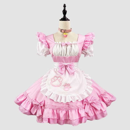 Sweet Maid Cat Paw Lolita Dress - Pink B / M