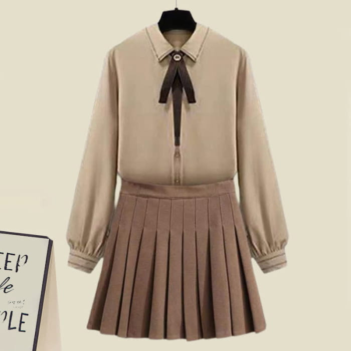 Sweet Shirt Pleated Skirt Pocket Wool Jacket Coat