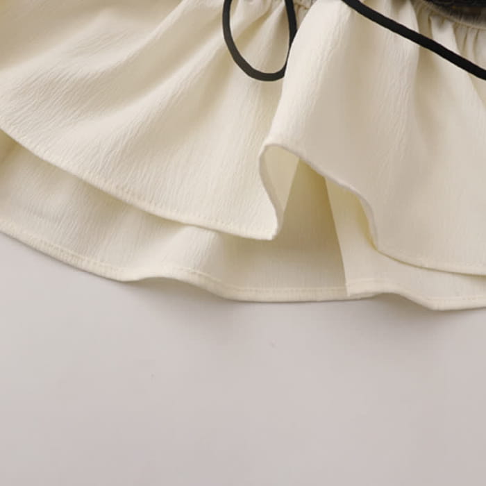 Sweet Square Collar Lace Up Shirt Fishtail Denim Skirt Set modakawa
