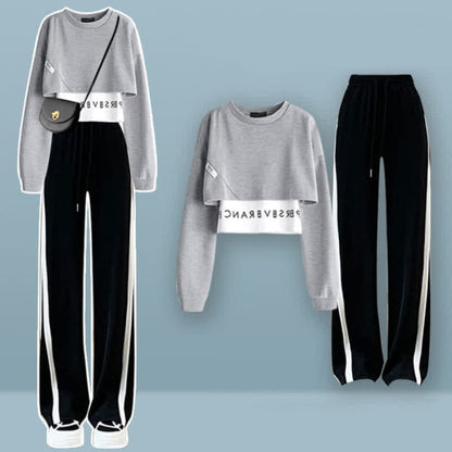 Sweet Tank Top Sweatshirt Casual Pants Set - E / M