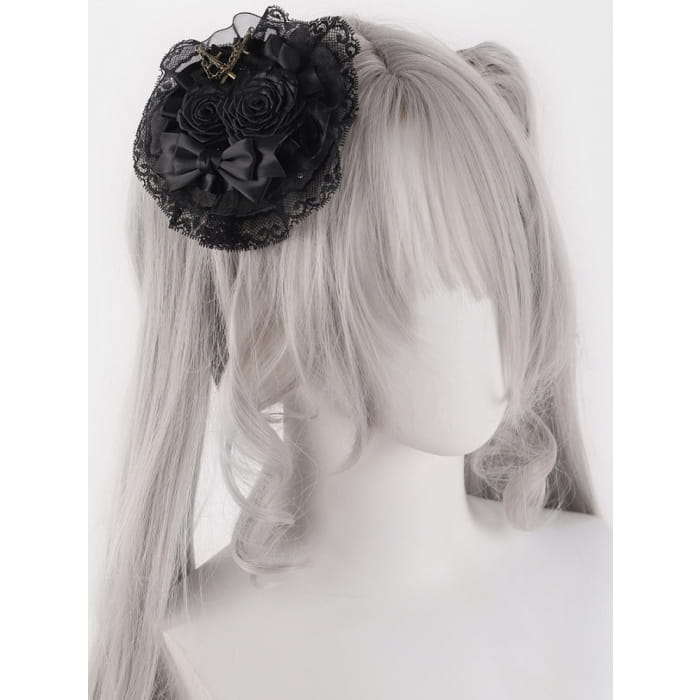 Swords Black Rosettes Lace Hairclip - Free Size