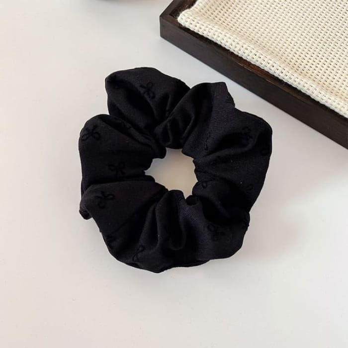 Textile Scrunchie - Black Bow - One Size - Hair Fashion