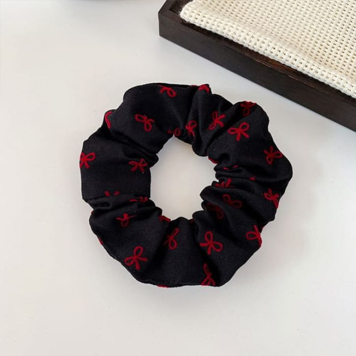 Textile Scrunchie - Red Bow - Black / One Size - Hair