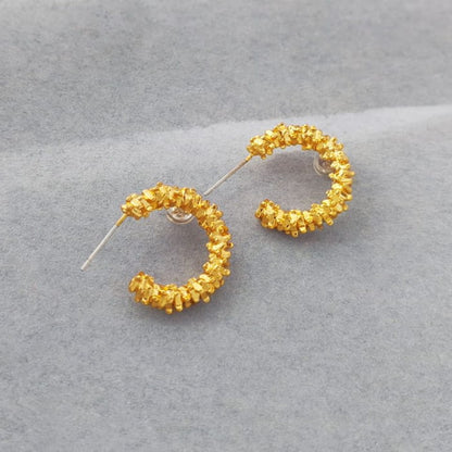 Textured Alloy Open Hoop Earring