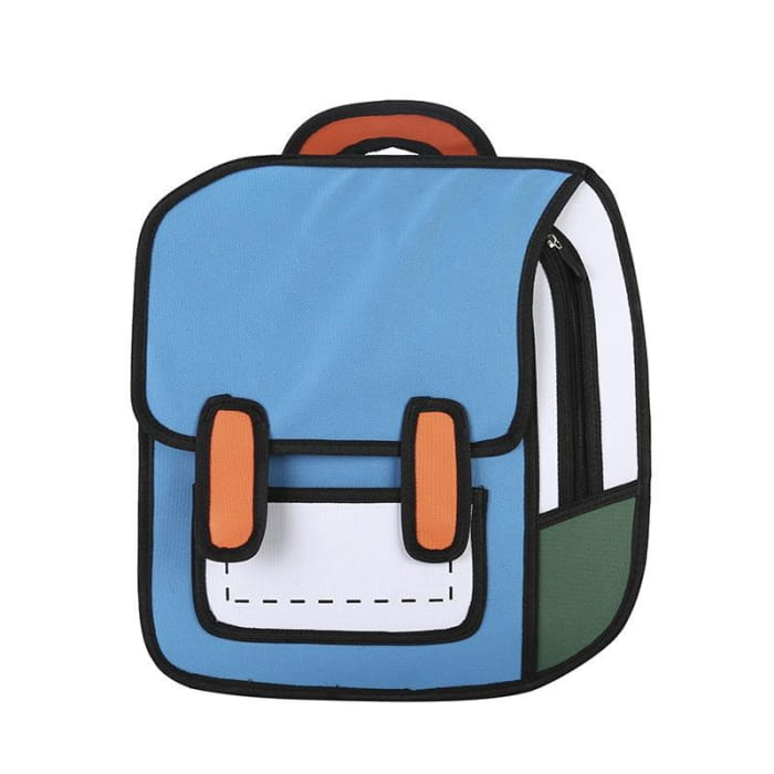 Three Dimensional Cartoon Backpack - Blue / One Size