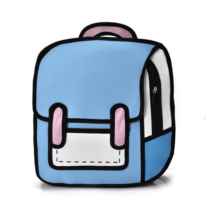 Three Dimensional Cartoon Backpack - Light Blue / One Size