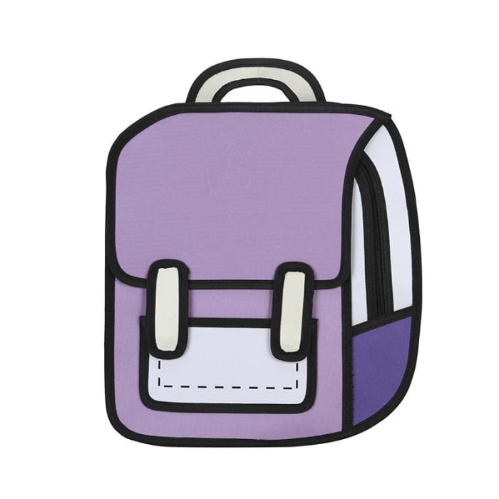Three Dimensional Cartoon Backpack - Purple / One Size