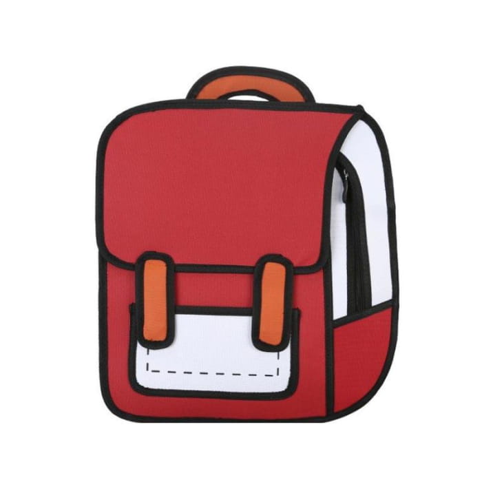 Three Dimensional Cartoon Backpack - Red / One Size