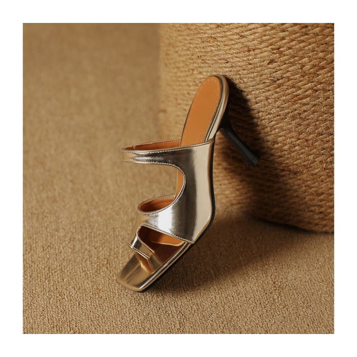 Toe Loop Cutout High Heel Slide Sandals