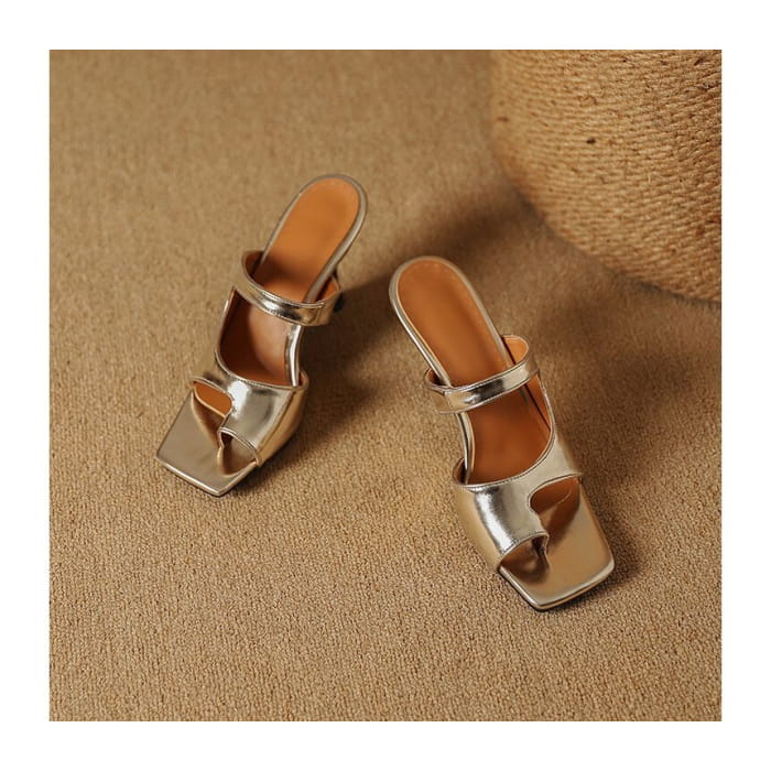 Toe Loop Cutout High Heel Slide Sandals