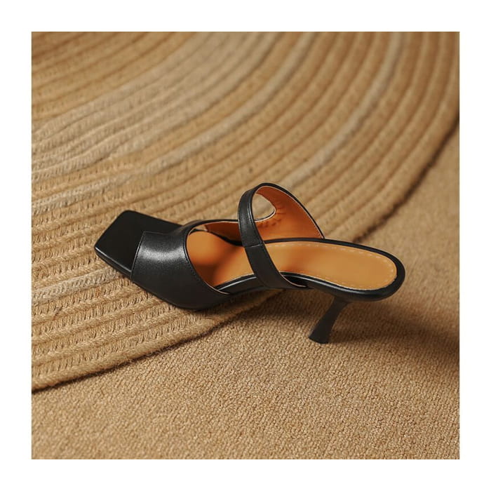 Toe Loop Cutout High Heel Slide Sandals