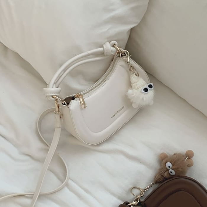 Top Handle Faux Leather Crossbody Bag - Off-White / One Size