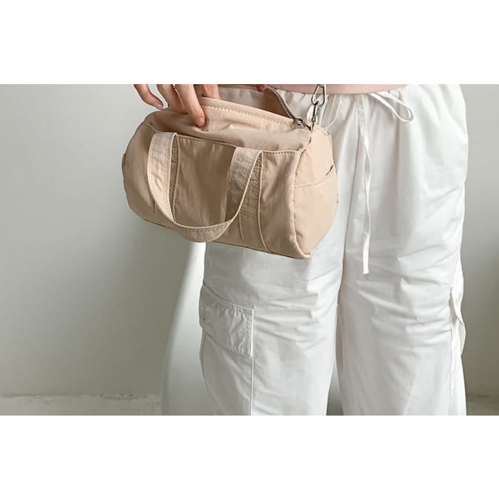 Top Handle Plain Nylon Crossbody Bag