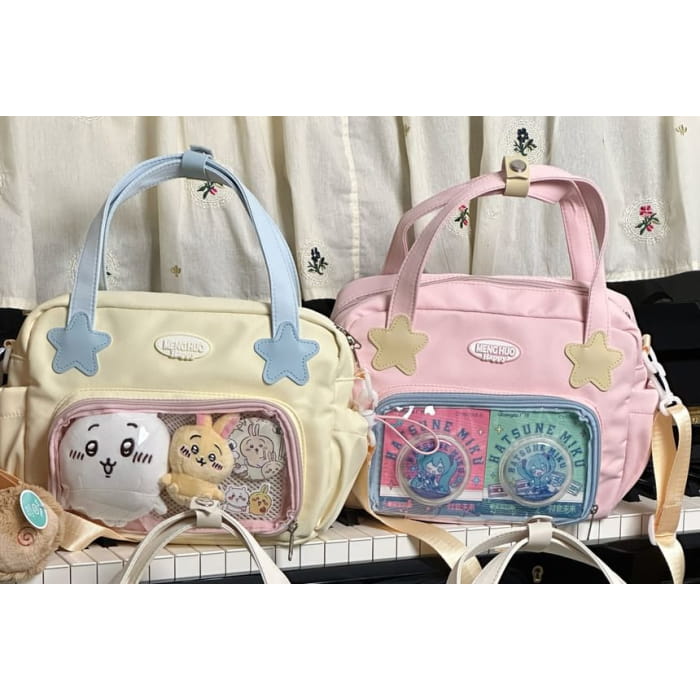 Top Handle PVC Panel Crossbody Bag / Charm / Set