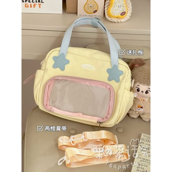 Top Handle PVC Panel Crossbody Bag / Charm / Set - Light