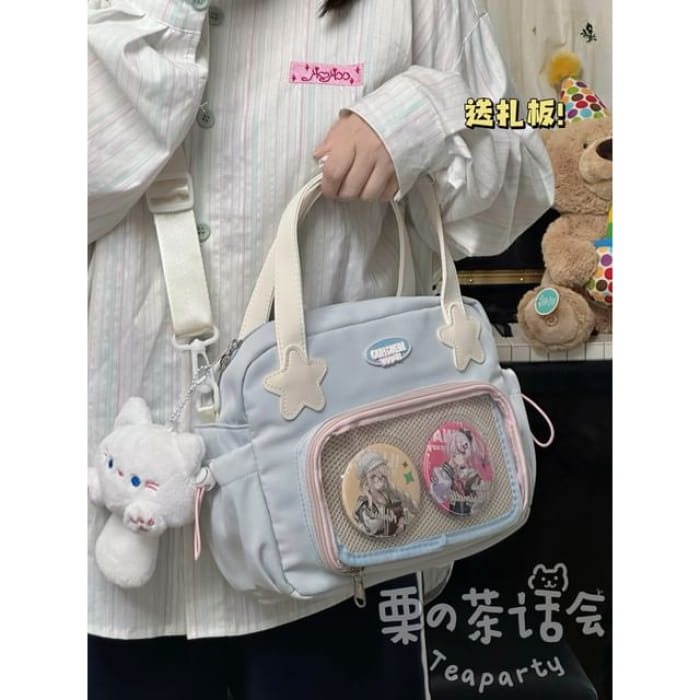 Top Handle PVC Panel Crossbody Bag / Charm / Set - With Cat