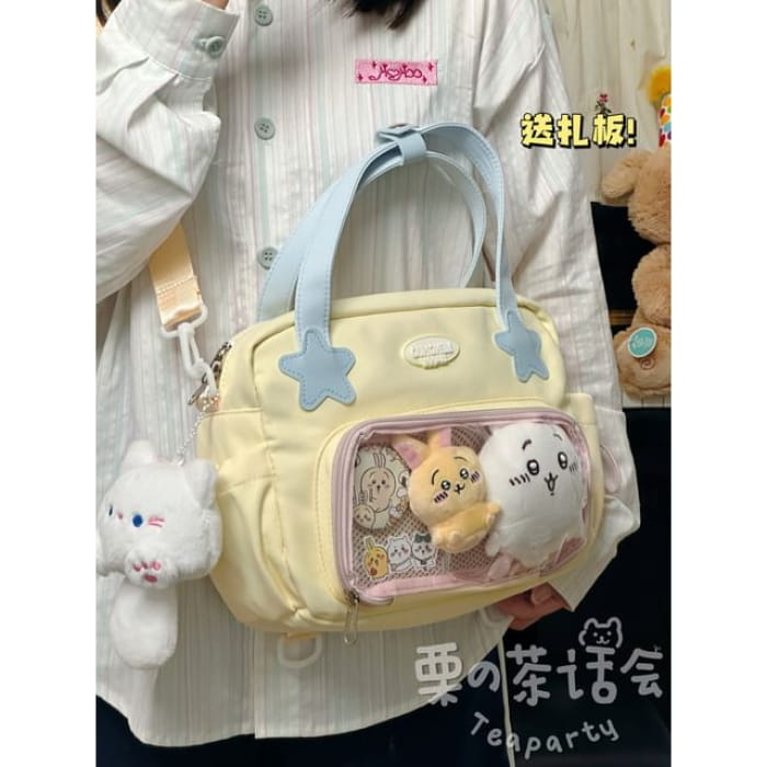 Top Handle PVC Panel Crossbody Bag / Charm / Set - With Cat