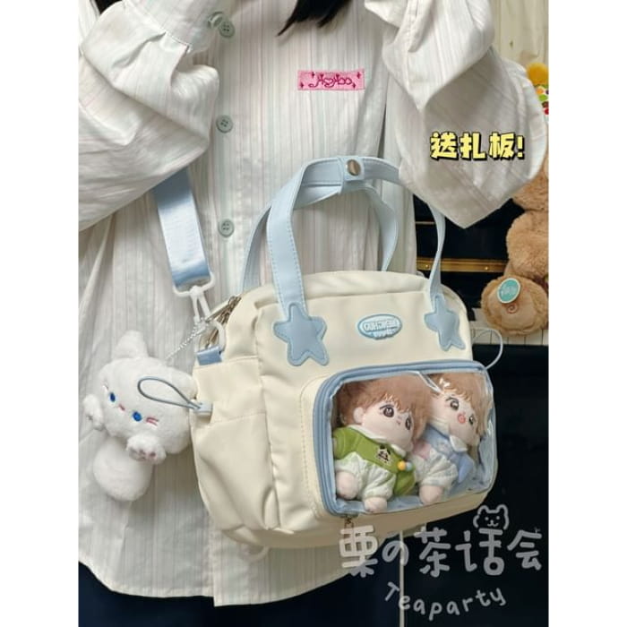 Top Handle PVC Panel Crossbody Bag / Charm / Set - With Cat