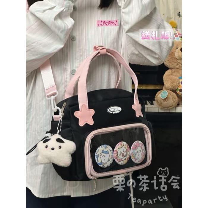 Top Handle PVC Panel Crossbody Bag / Charm / Set