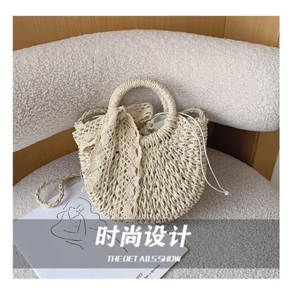 Top Handle Woven Crossbody Bag