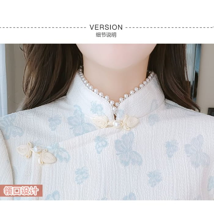 Traditional Chinese Long-Sleeve Stand Collar Butterfly