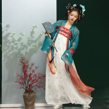 Traditional Chinese Print Costume Set - of 3 - Top & Dress