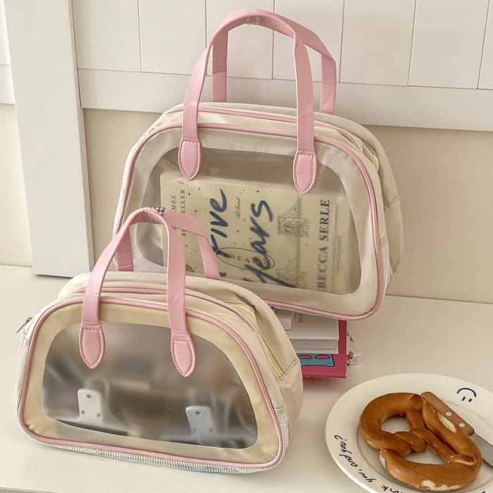 Transparent PVC Panel Wet Dry Makeup Bag / Toiletry