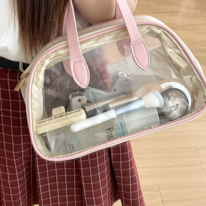 Transparent PVC Panel Wet Dry Makeup Bag / Toiletry