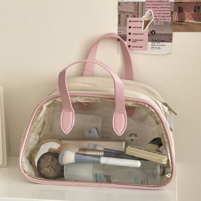 Transparent PVC Panel Wet Dry Makeup Bag / Toiletry