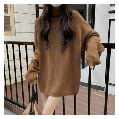 Turtleneck Plain Oversized Sweater