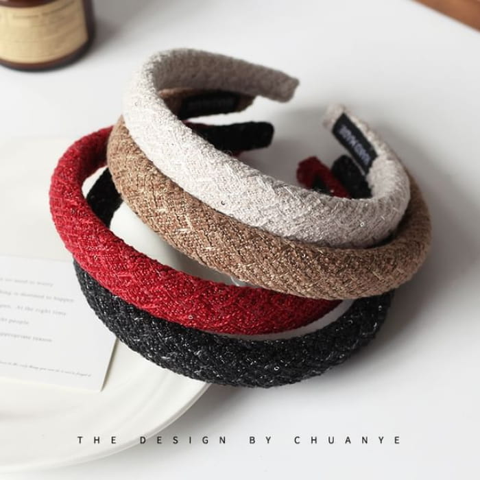 Tweed Headband - 03 - Red / One Size