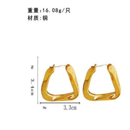 Twisted Geometric Alloy Hoop Earring