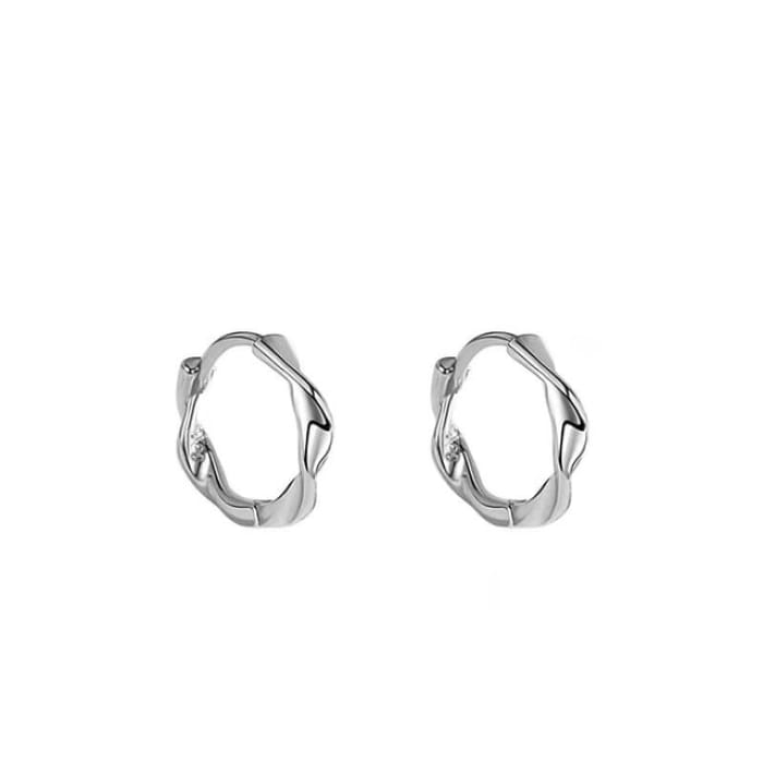 Twisted S925 Sterling Silver Huggie Earring - 1 Pair