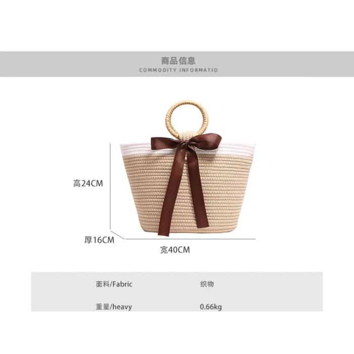 Two Tone Bow Tote Bag