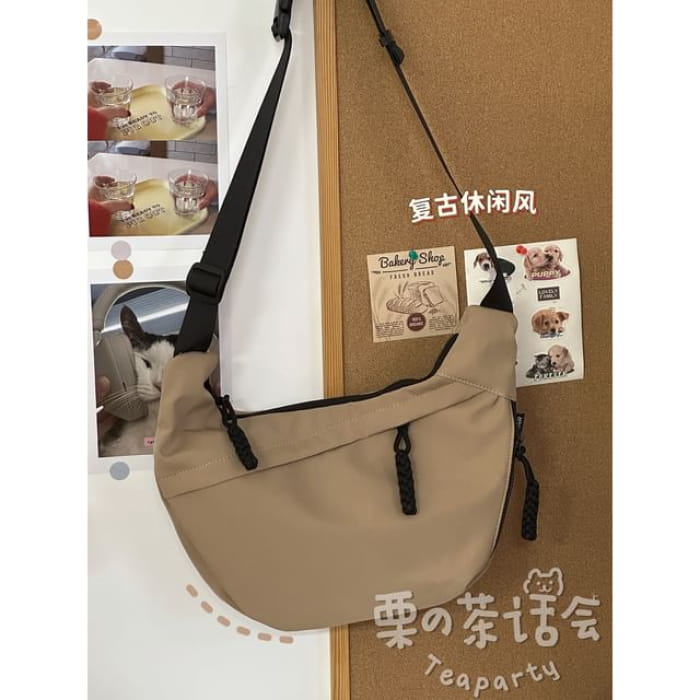 Two Tone Crossbody Bag / Charm / Set - Without - Khaki