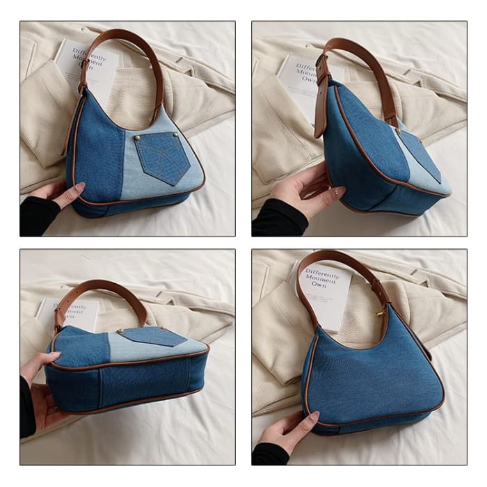 Two Tone Denim Shoulder Bag