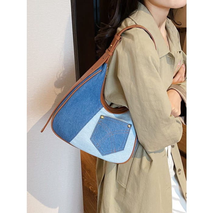 Two Tone Denim Shoulder Bag