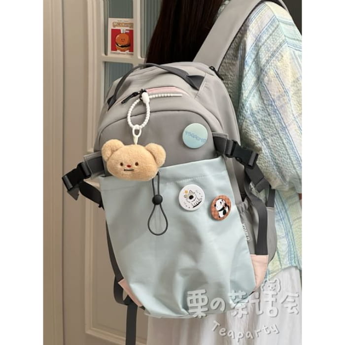 Two Tone Drawstring Laptop Backpack / Badge / Bag Charm