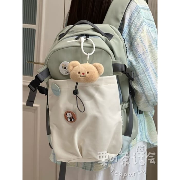 Two Tone Drawstring Laptop Backpack / Badge / Bag Charm