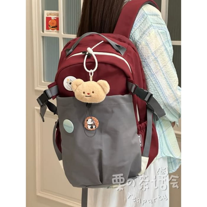 Two Tone Drawstring Laptop Backpack / Badge / Bag Charm