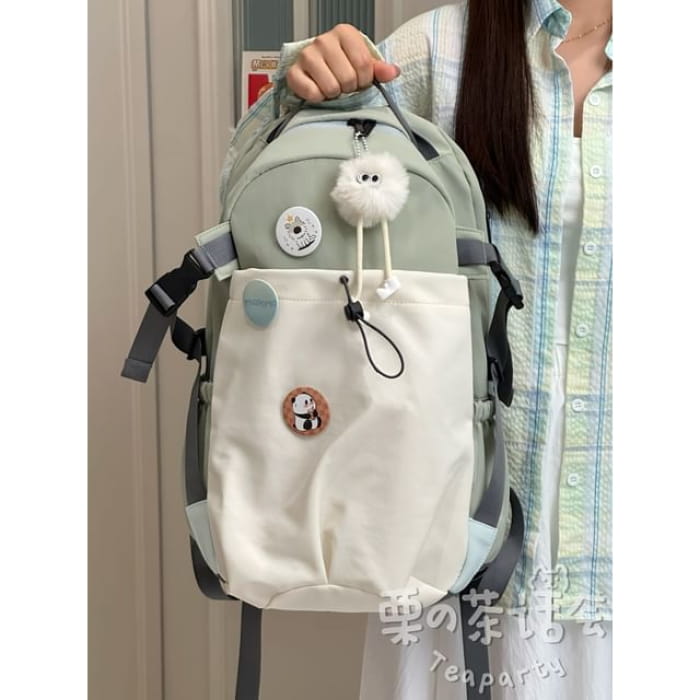 Two Tone Drawstring Laptop Backpack / Badge / Bag Charm