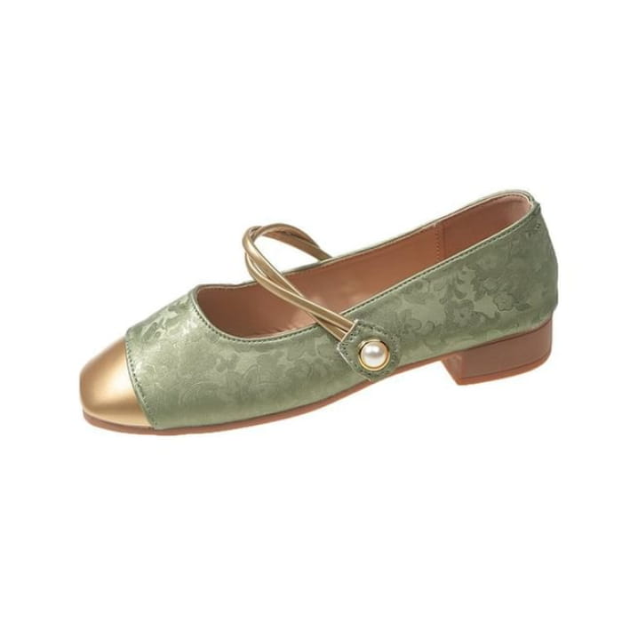 Two Tone Mary Jane Shoes - Green / 35