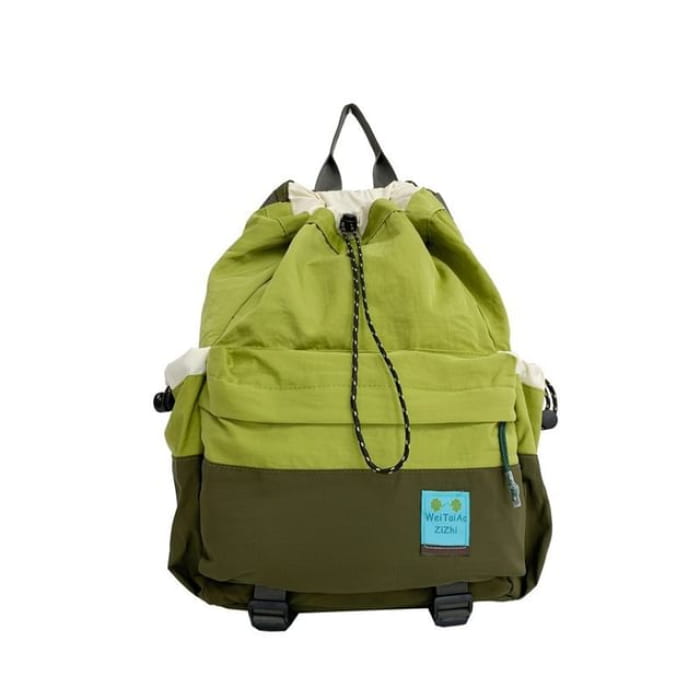 Two Tone Multi-Pocket Backpack - Green / One Size