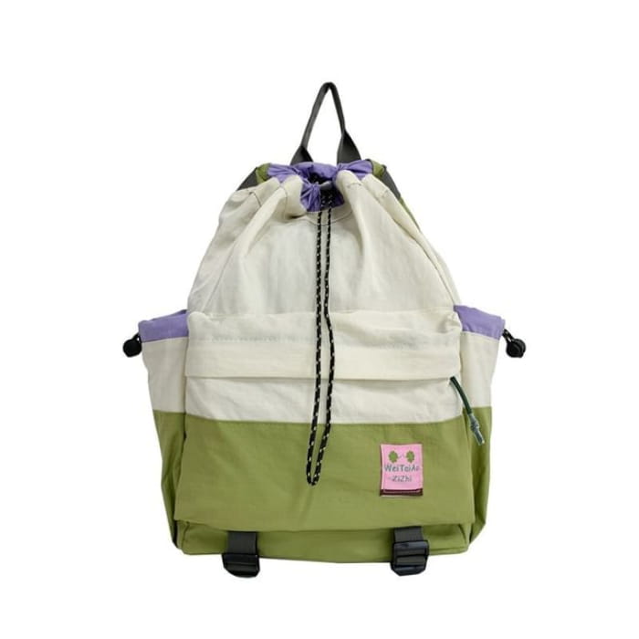 Two Tone Multi-Pocket Backpack - White / One Size