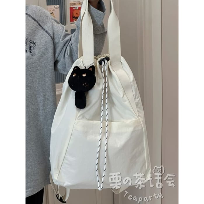 Two Tone Nylon Backpack / Bag Charm / Set - With Cat