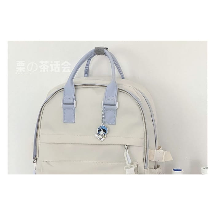 Two-Tone Top Handle Backpack / Charm / Set