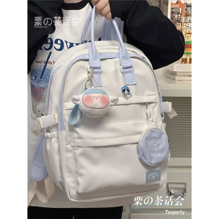 Two-Tone Top Handle Backpack / Charm / Set - With Sheep